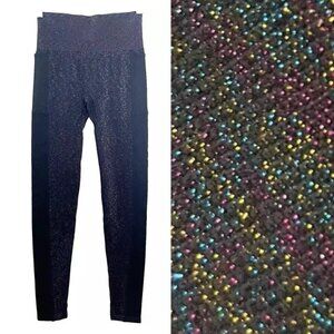 Victoria's Secret Pink Yoga Leggings Small High Waisted Multi-color Metallic NWT